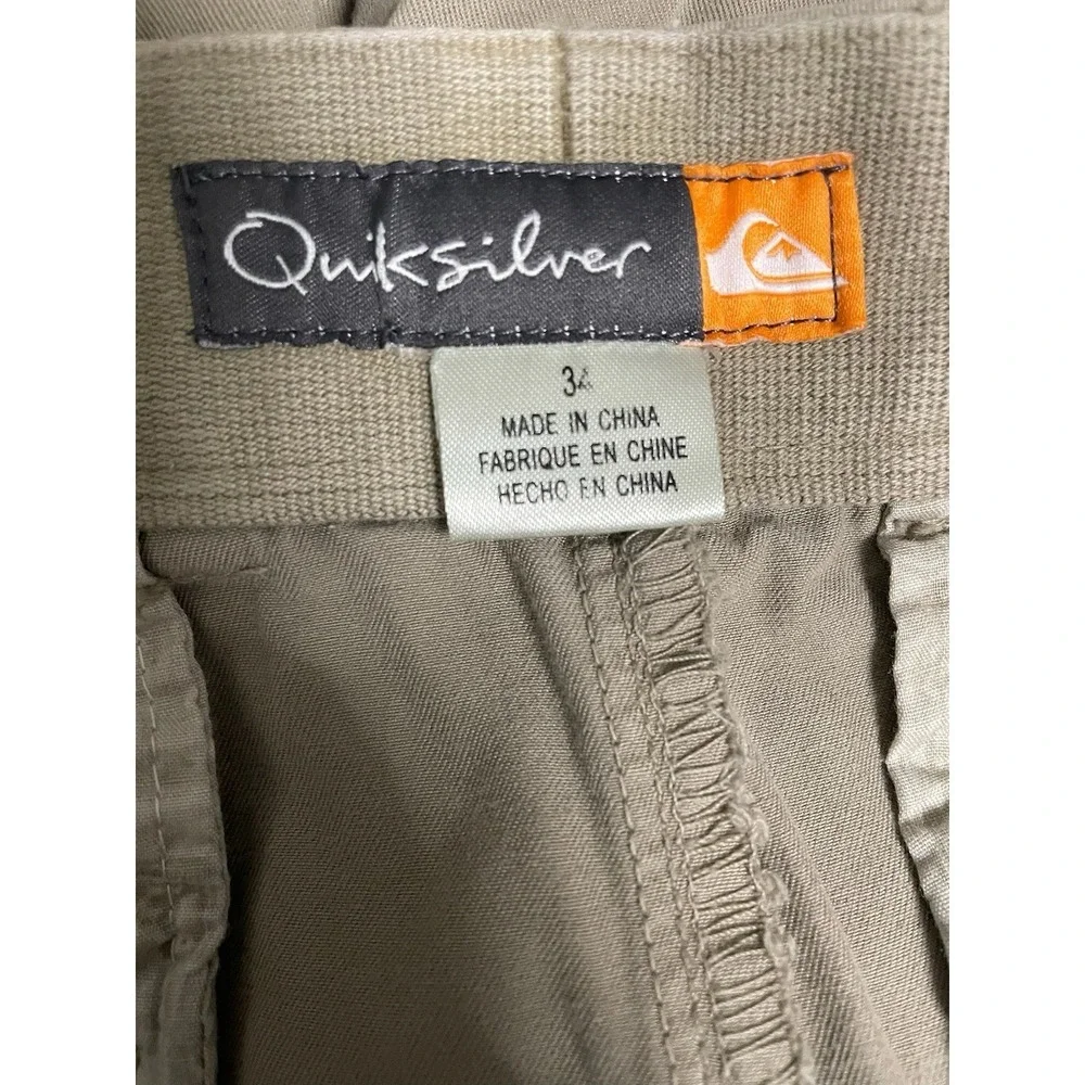 Quiksilver Mens Khaki Chino Shorts Sz 34 Cotton Blend Beach Skater Skater